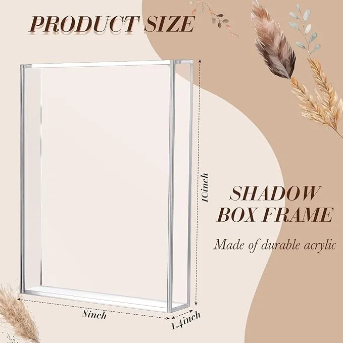 2 Pcs Acrylic Shadow Boxes Display Cases DIY Clear Acrylic Display Box Dried Flower Shadow Box