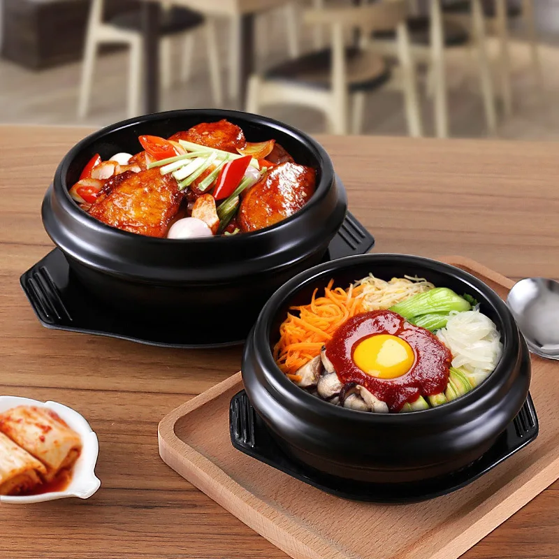 Pot Bowl Stone Korean Ceramic Casserole Bibimbap Hot Stew Soup Clay Cooking Lid  Dolsot Jjigae Cookware Stockpot 