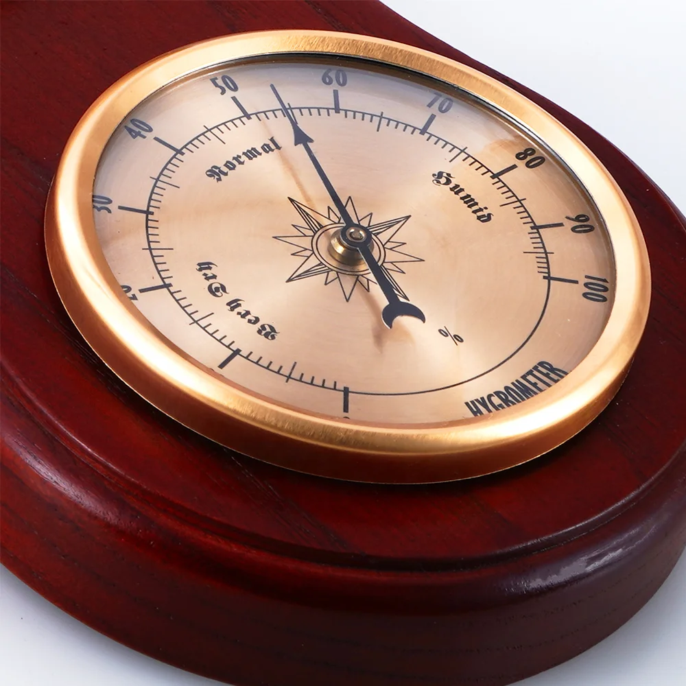 Free Samples Multi-function Wooden Weather Station Mechanical Clock Analog Barometer Thermo Hygrometer