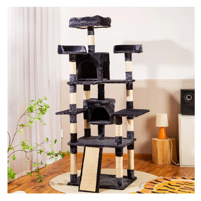 Xl Size 74 Inch Good Quality Large Pet Cat Tree For Large Cats House Scratcher Tower Wall
