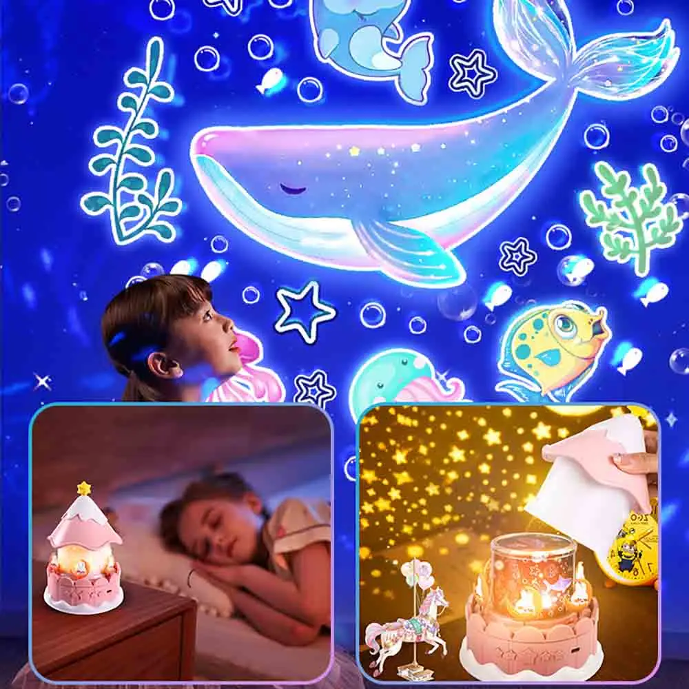 Unicorn Projector Light LED Projector Night Light for Kids 360 Degree Rotation Remote Control Carousel Projector Lamp
