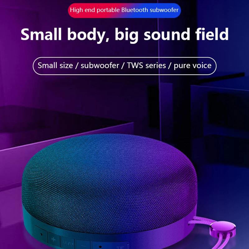 Portable Mini Subwoofer Wireless BT 5.0 TWS Speaker USB Stereo Sound Music Box Outdoor Motorcycle Bike Mini Speaker