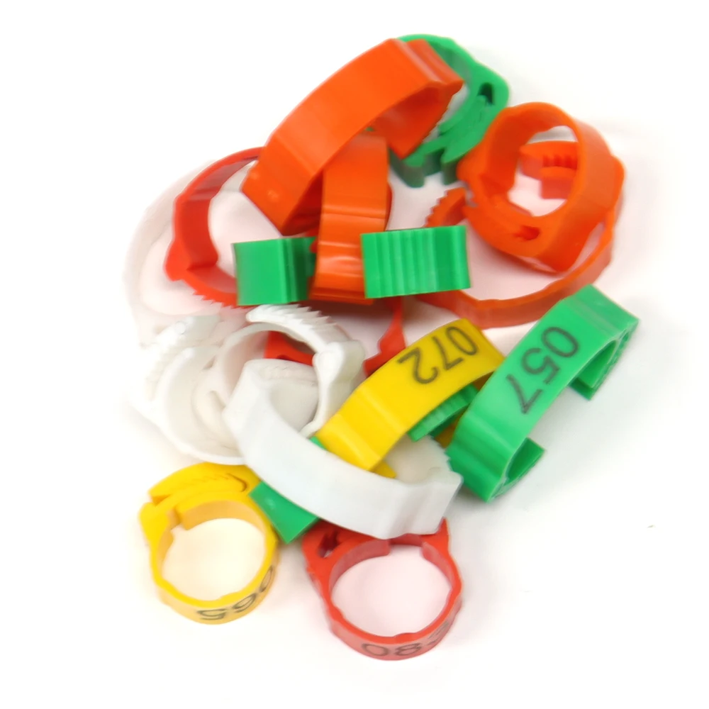 Plastic Adjustable Chicken Foot Rings Customized No.001-100 Name Poultry Buckle Ring Duck Goose Leg Digital Rings