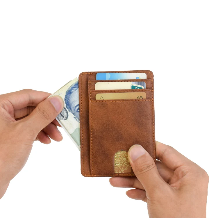 Modern Genuine Mens Money Clip Leather RFID Credit Card Holder Wallet