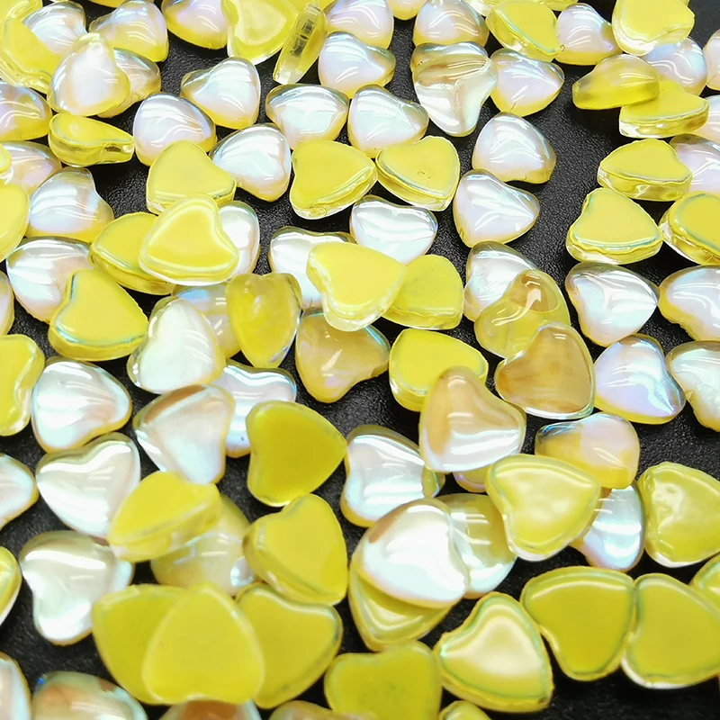 Wholesale 3D Nail Luxury Flatback Colorful Designer Logos Yellow Crystals Heart Shaped Nail Art Rhinestone For Resell.jpg