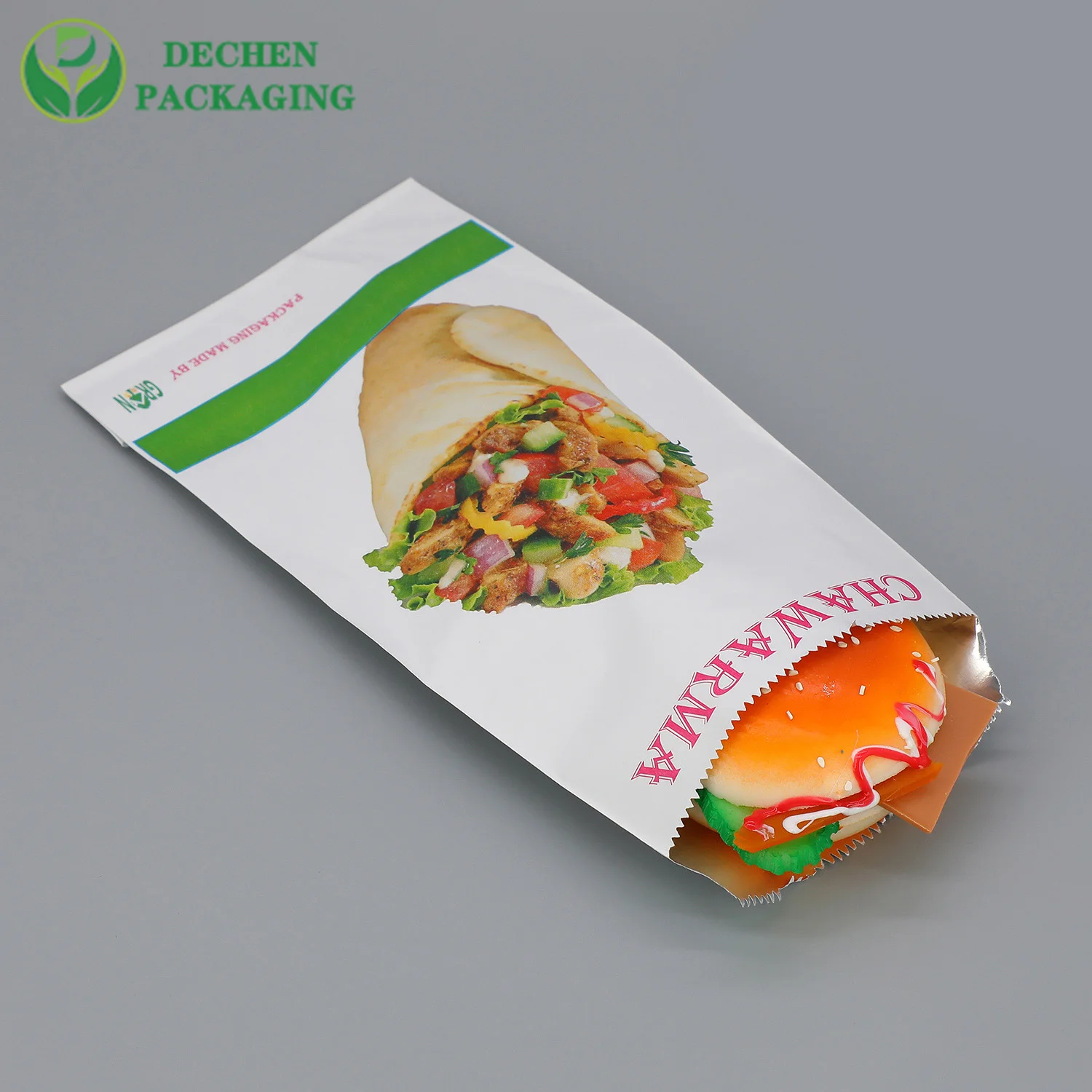 Bolsa de fuelle de aluminio al por mayor asequible Hot Roll Foil Bag White Kebab Hot Dog