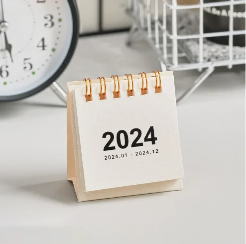 2024 Creative Minimalist Tabletop Ins Mini Basic Desk Calendar Sprial Wire Ornaments Student Schedule Plan Book factory