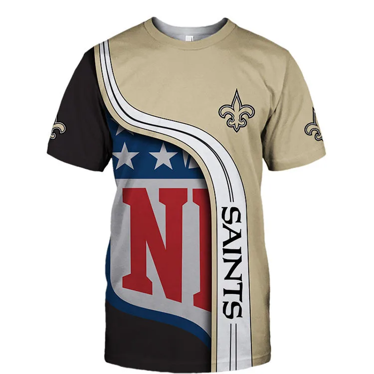 NFL Football New Orleans Saints Men's T-shirt 3D Short Sleeve O