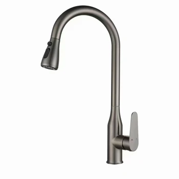 Modern Design Single-Hole Stainless Steel Kitchen Faucet Pull Sprayer Anti-Splash Spray Head for Farmhouses RVs Laundry Rooms