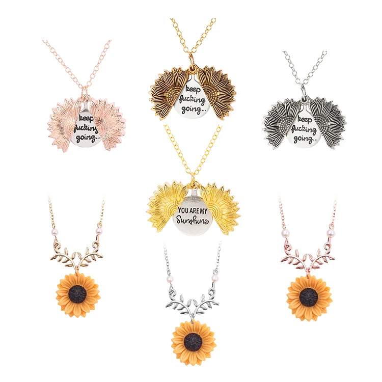 Fashion Woman Pearl Sun Flower Necklace Sunflower Pendant Sweater Chian Hot Sale 