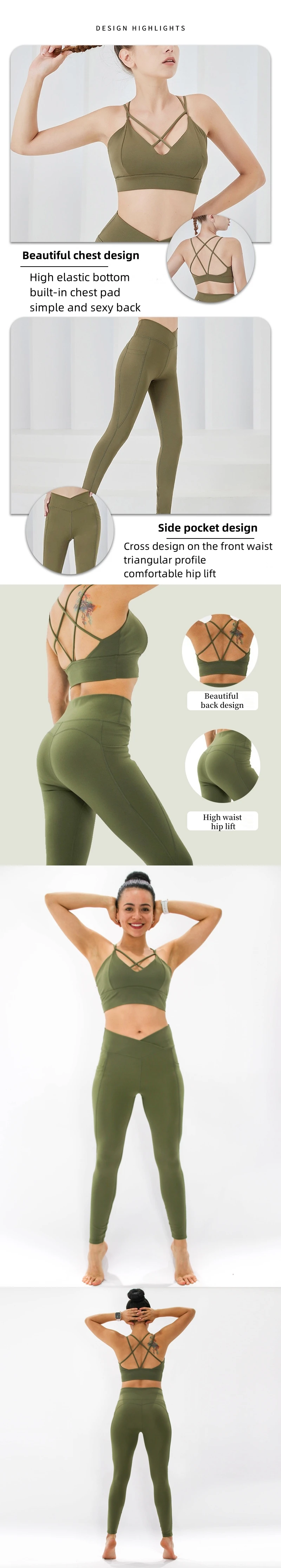 product manufactory clothing activewear fitness sports bra short sleeves top scrunch butt legging 2 piece sportswear yoga pant set women-56