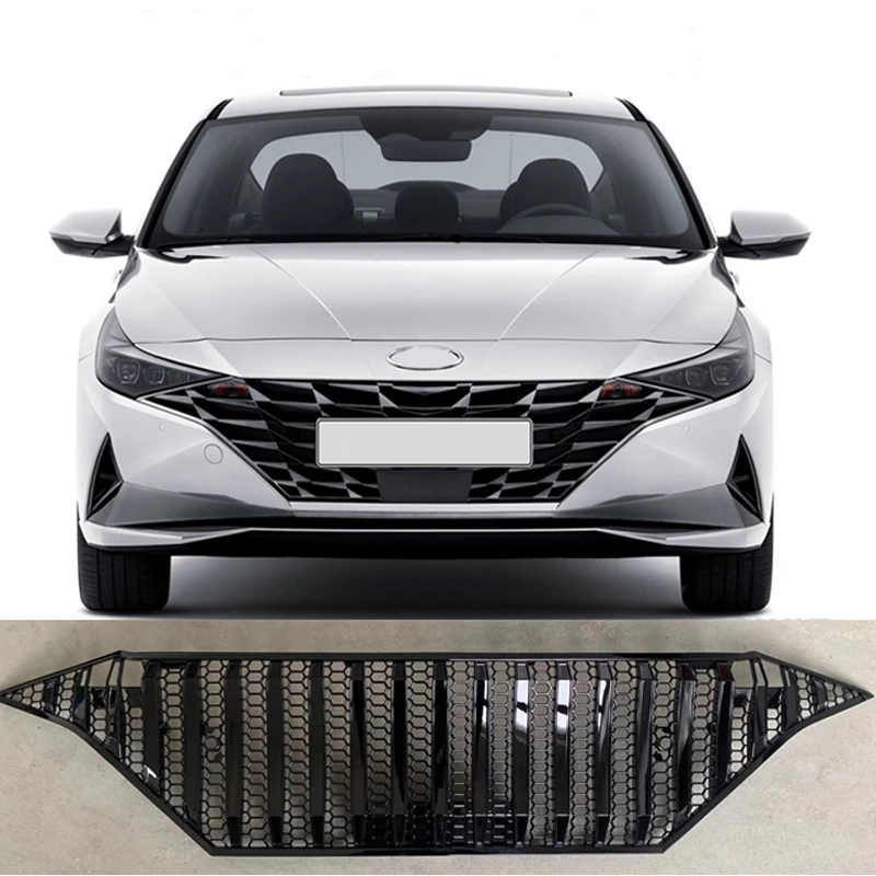 Source ABS glossy black front grille for Hyundai elantra CN7 2020