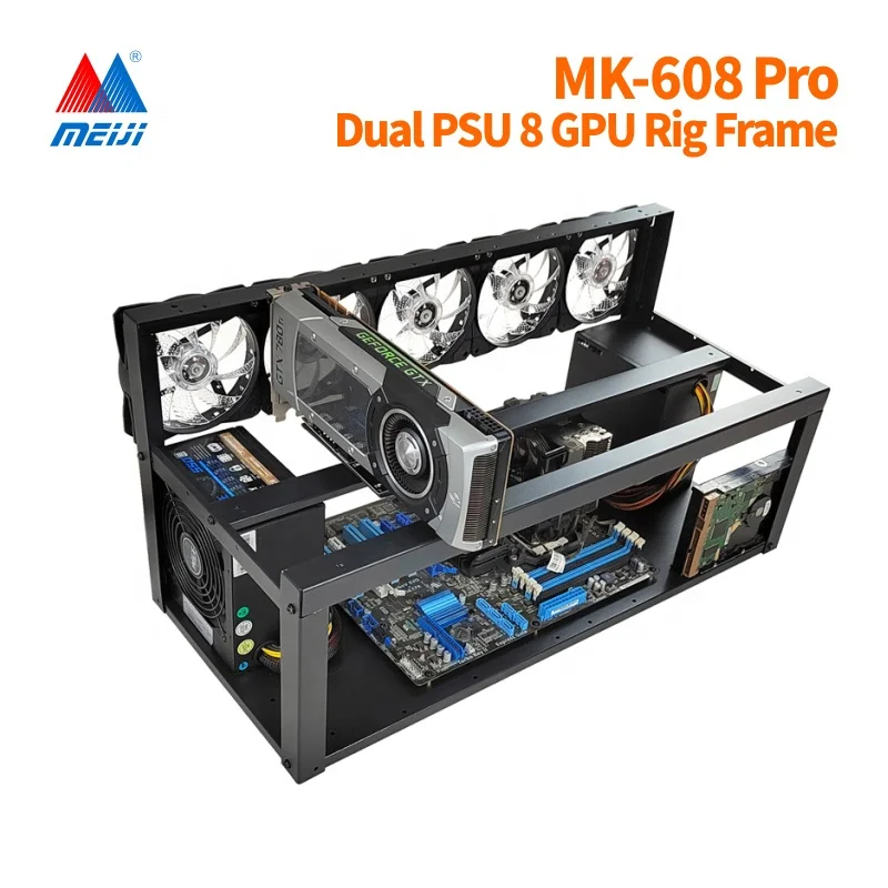 Dual PSU 8 GPU Rig Frame - Open Air Computer Case