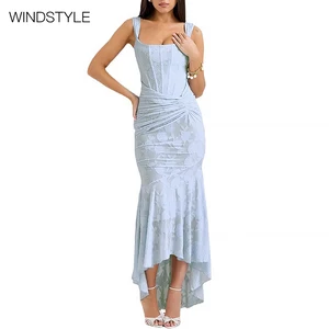 Women's Sexy Fashion Collar Strapless Fishbone Fishtail Design Floral Halter Knee-Length Breathable for Daily Use Summer