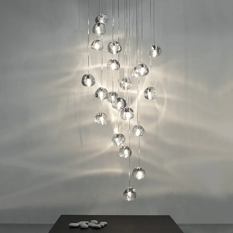 Nordic Minimalist Crystal LED Chandelier Showroom Clothing Store Bar Counter Creative Hotel Lobby Light Luxury Lamp Duplex Light