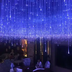 Customized Round RGB Fiber Optic Light with Dropping Ball Hotel Villa Banquet Hall Square Lighting RGB Chandelier