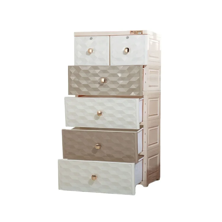 European Style Wardrobe Storage Drawer With Wheels PP Plastic Living Room Furniture Bedroom Set Kids Cabinet