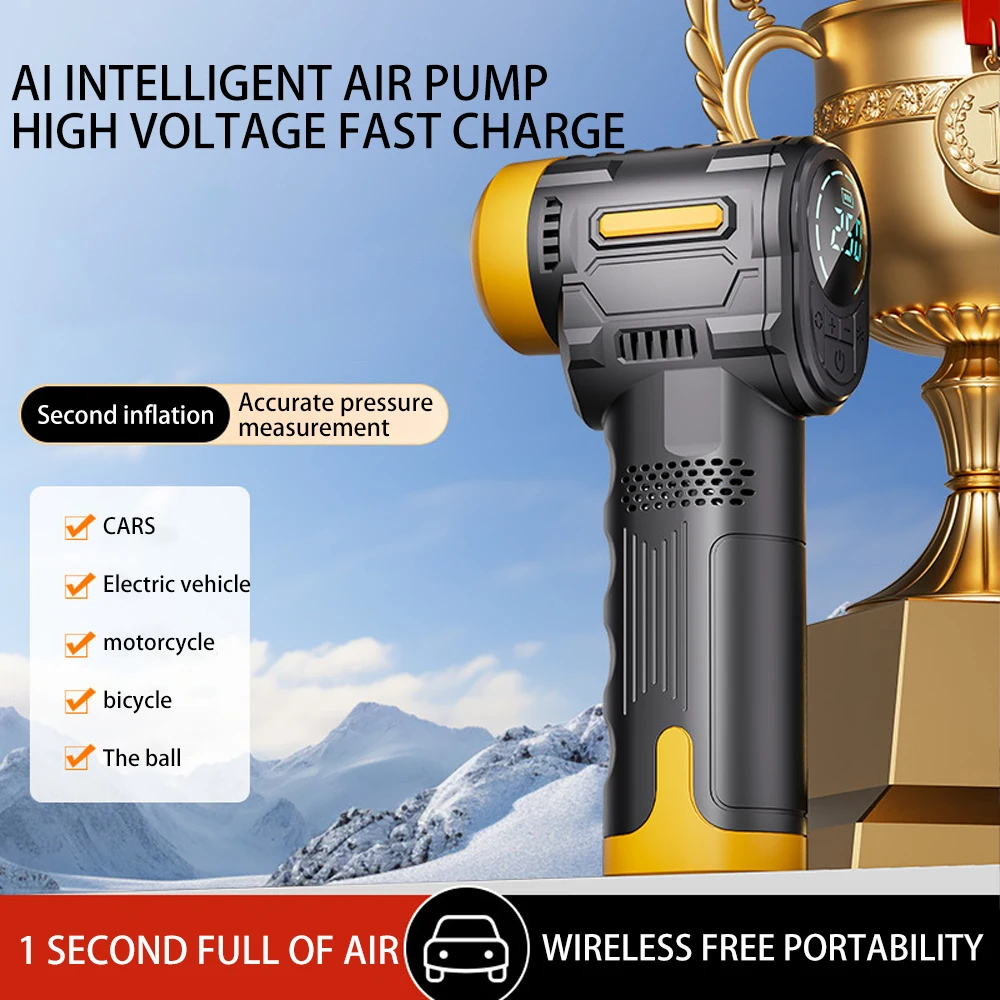 New Handheld Portable Car air Pump Intelligent Digital Display Full Stop Spiral Pressure Rapid Inflation with Lighting - view 5