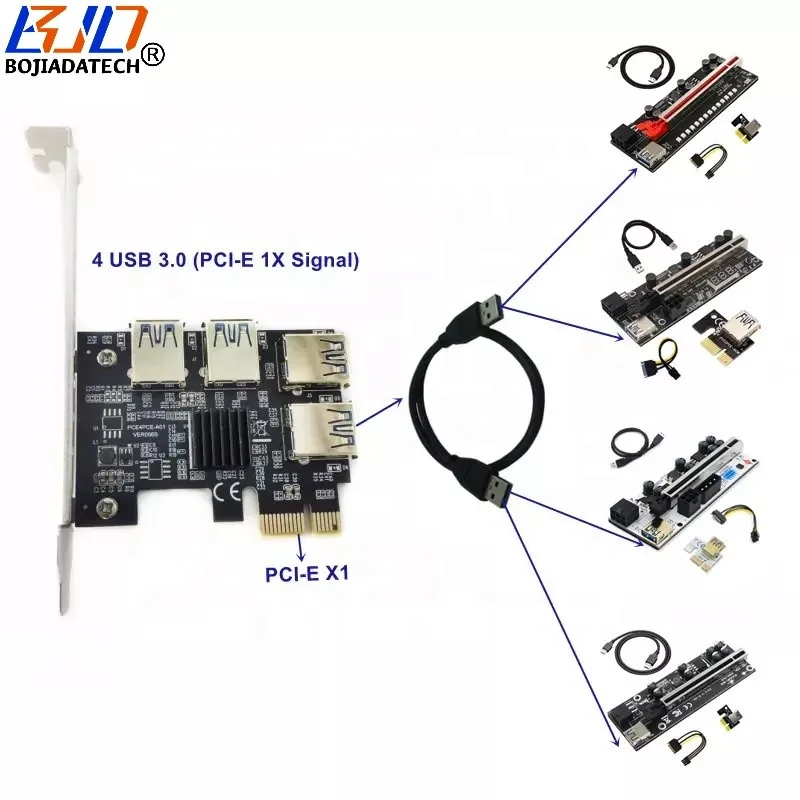 Port USB Connector to PCI-E 1X for Graphics Cards
