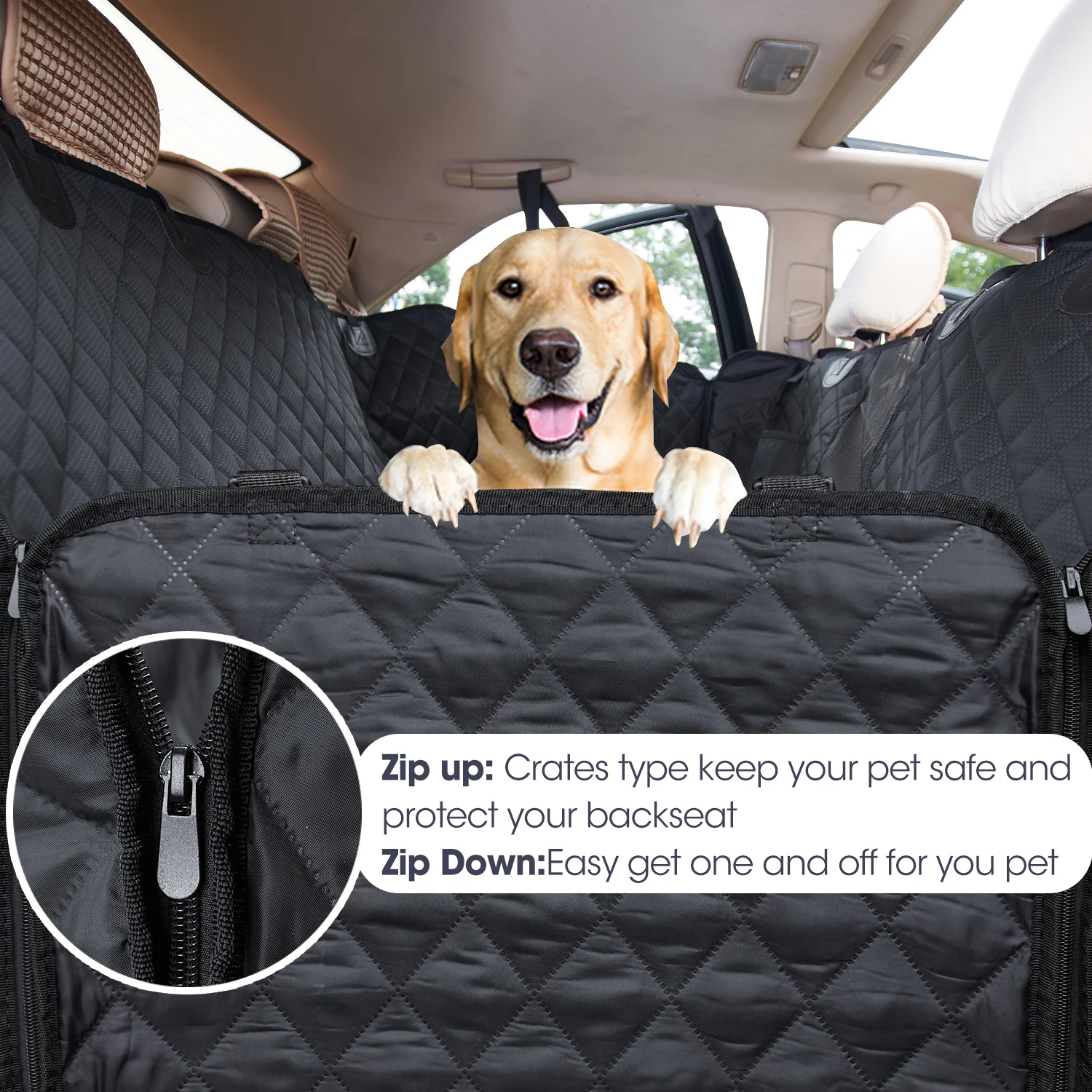 Hot Sale Portable Foldable Storage Pockets Back Seat Hammock Pet Seat Cover for Dogs manufacture