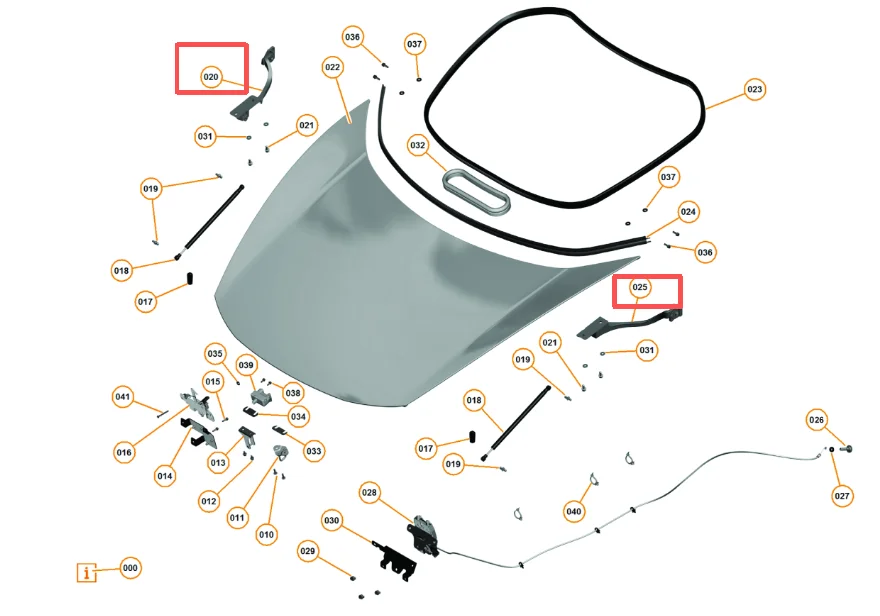 Best Quality Bonnet Hinge Auto Parts Metal Material Hood Hinge For Mclaren 650S 12C Right 11A1086CP Left 11A1087CP details