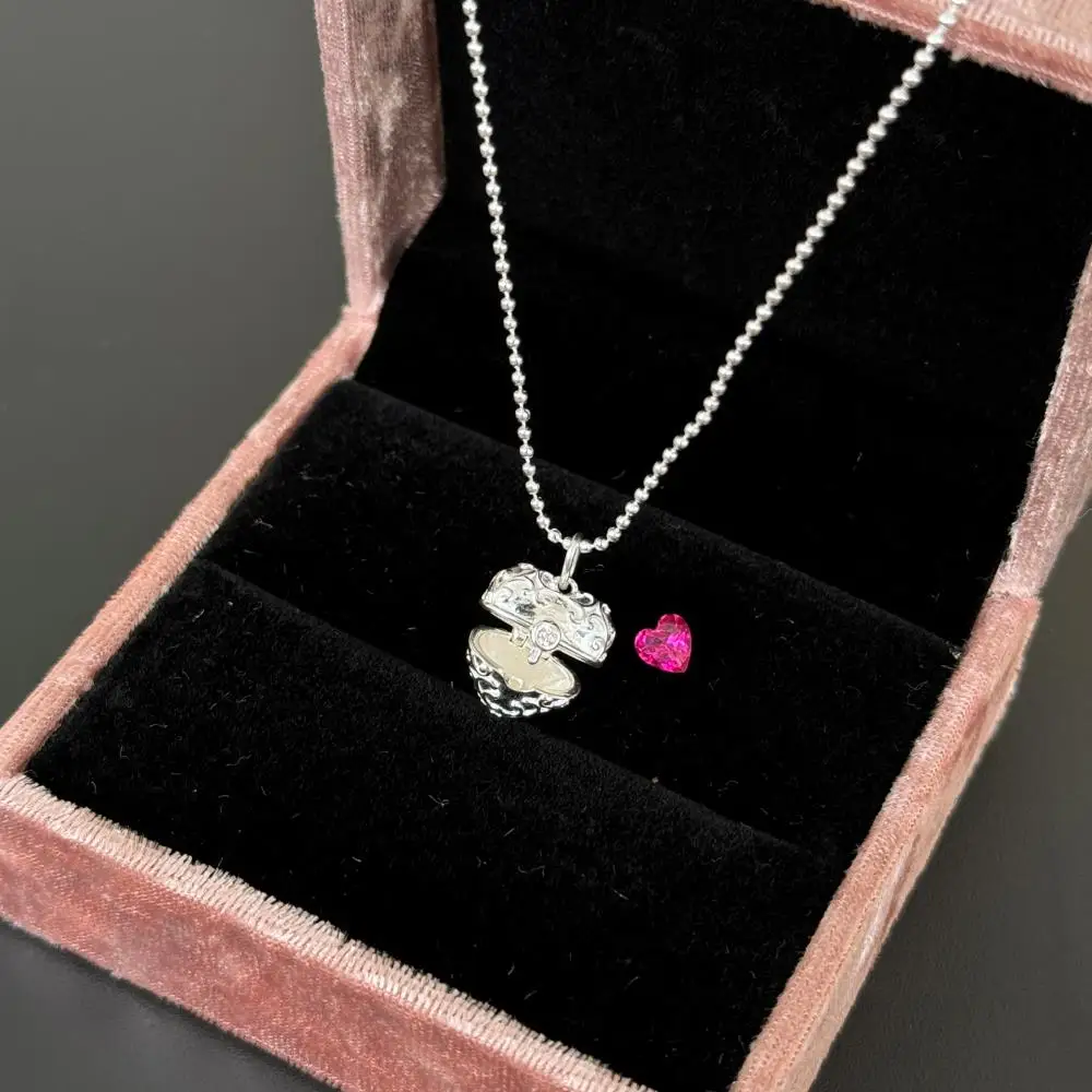 KAKODIY 925 Sterling Silver Zirconia Red Heart Gemstone Pendant Necklace (For Women) detail 1