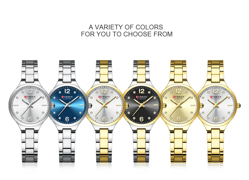 Curren 9105 Women Elegant Watch Stainless Steel Fashion Diamond Number Dial Ladies Watches Luminous Casual Quartz Wristwatch