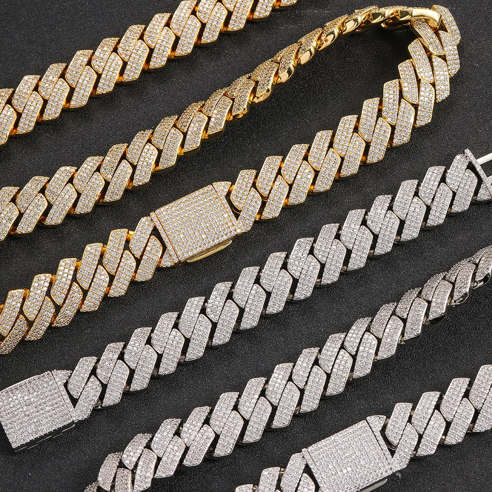 卸売メンズ ヒップホップジュエリー 20mm 3列 ゴールド 極太ネックレス