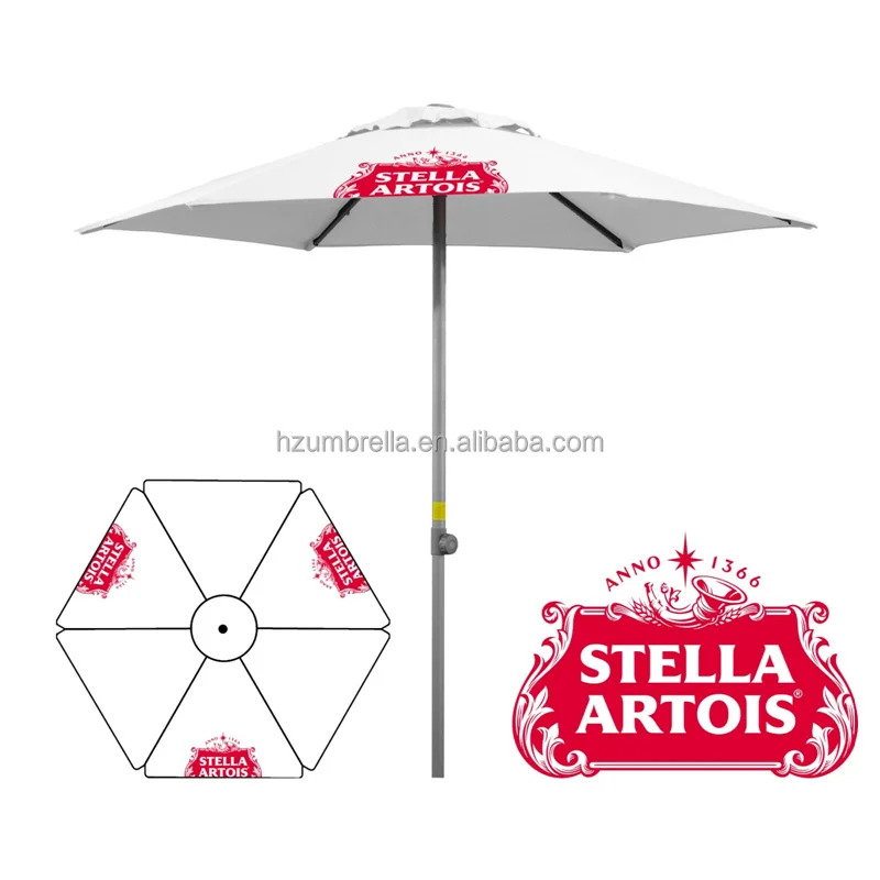 Easy Open 8 Feet Steel Frame Promotional Budweiser Outdoor Sun and Rain Patio Umbrella with Custom Logo