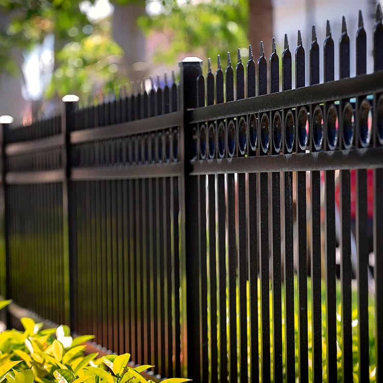 Black Outdoor Simple Rod Iron Fence 6ft X 8ft Design Faux Wrought Iron ...