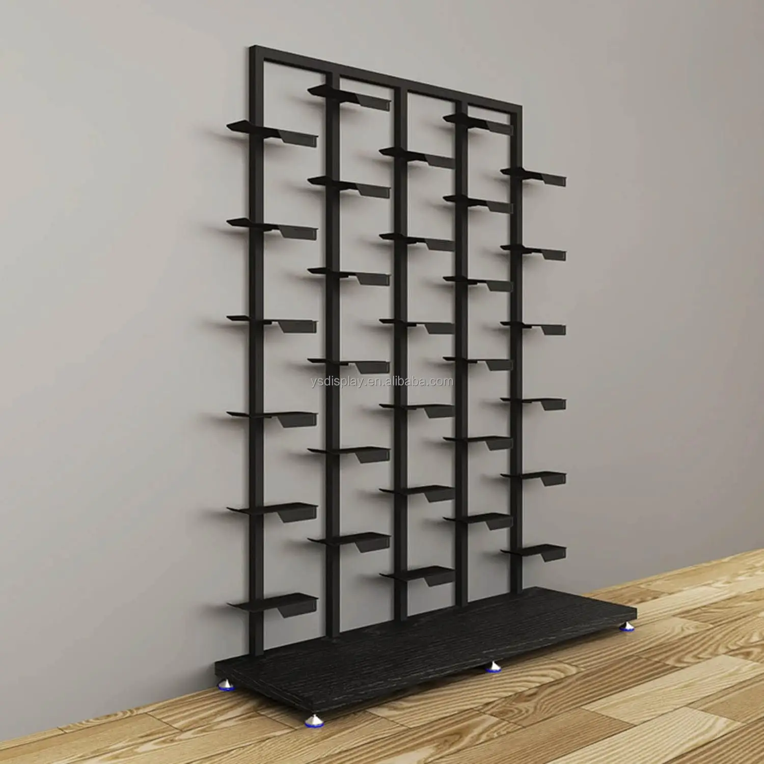 Custom Commercial Black Metal Slat Wall Rack Display Shoe Display Shelf ...