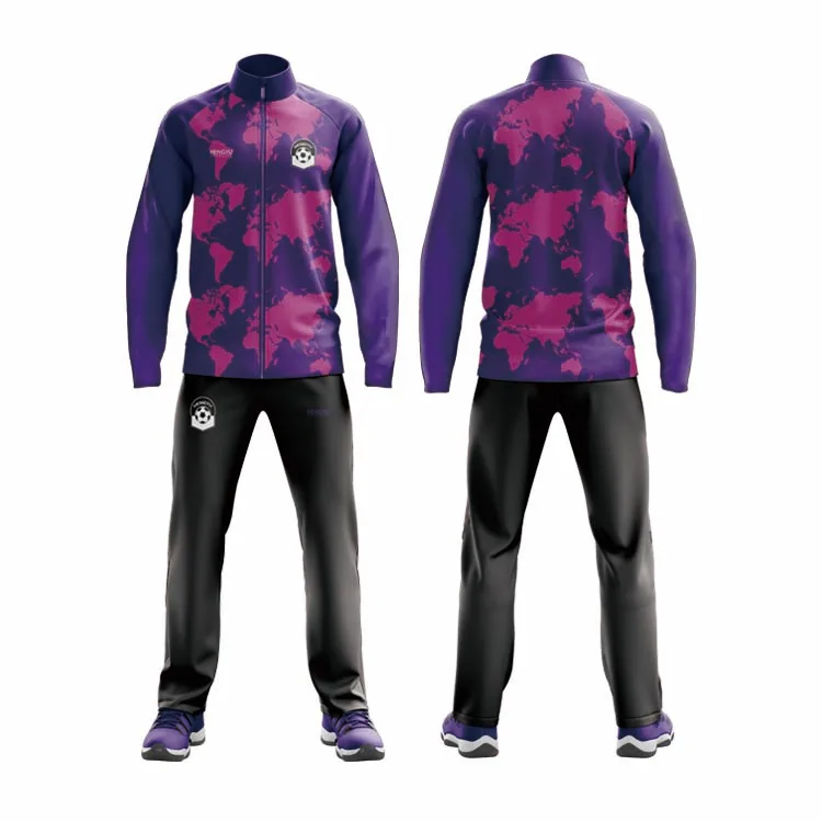 HENGYU  Purple Customized soccer team wear sport suits Tracksuits Sublimation for kids