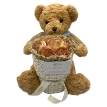 valentine teddy bear Christmas Valentines Day Gift Rose Flower Artificial Rose with Box Gift rose preserved flower