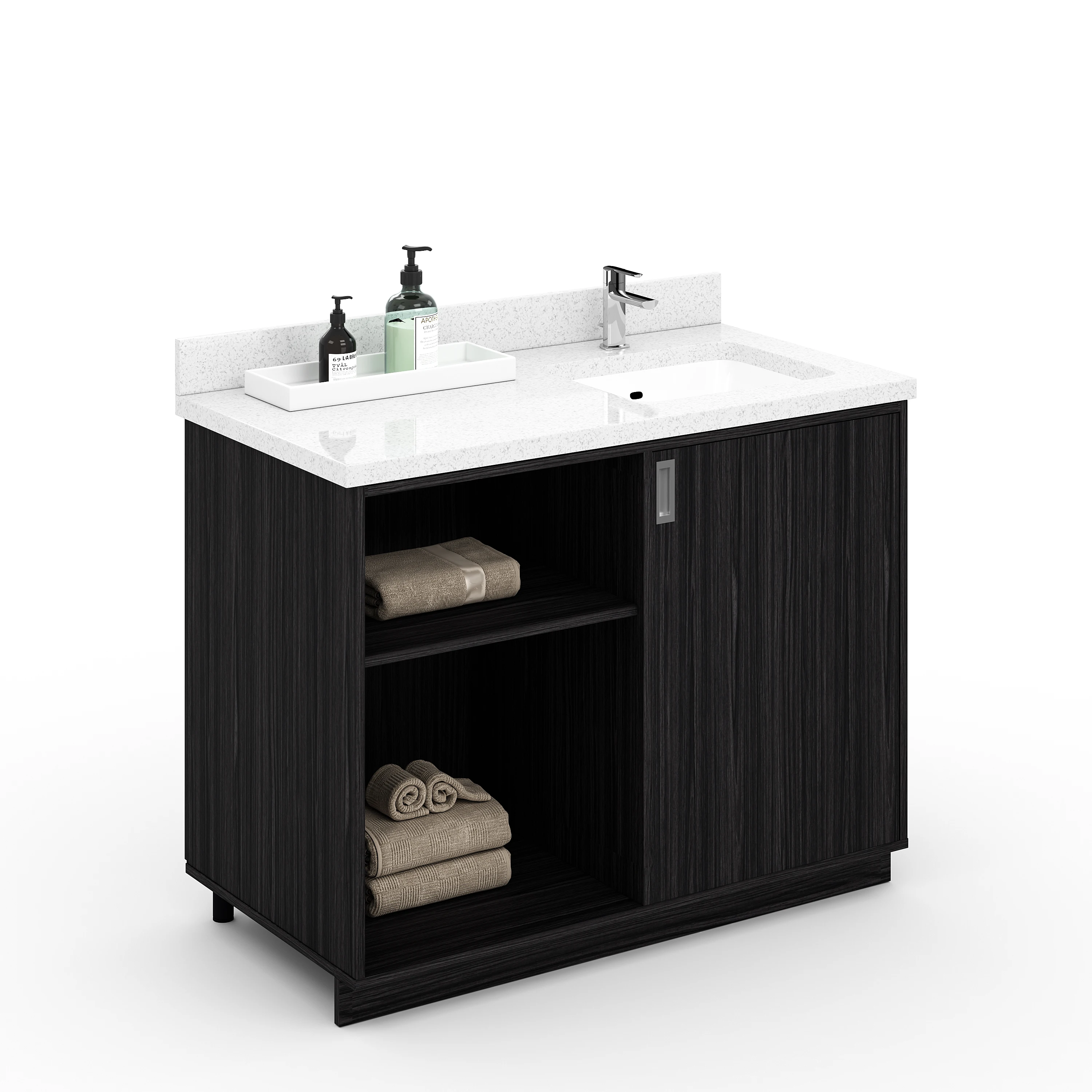 5 Star Hotel Bathroom Vanity Furniture Set Floating Custom Size