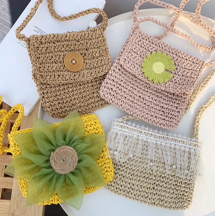 Handmade Summer Children Girls Shoulder Bag Daisy Flower Straw Messenger Bag  Kids Keys Coin Purse Cute Princess Mini Handbag - China Beach Bag and Straw  Shoulder Bag price