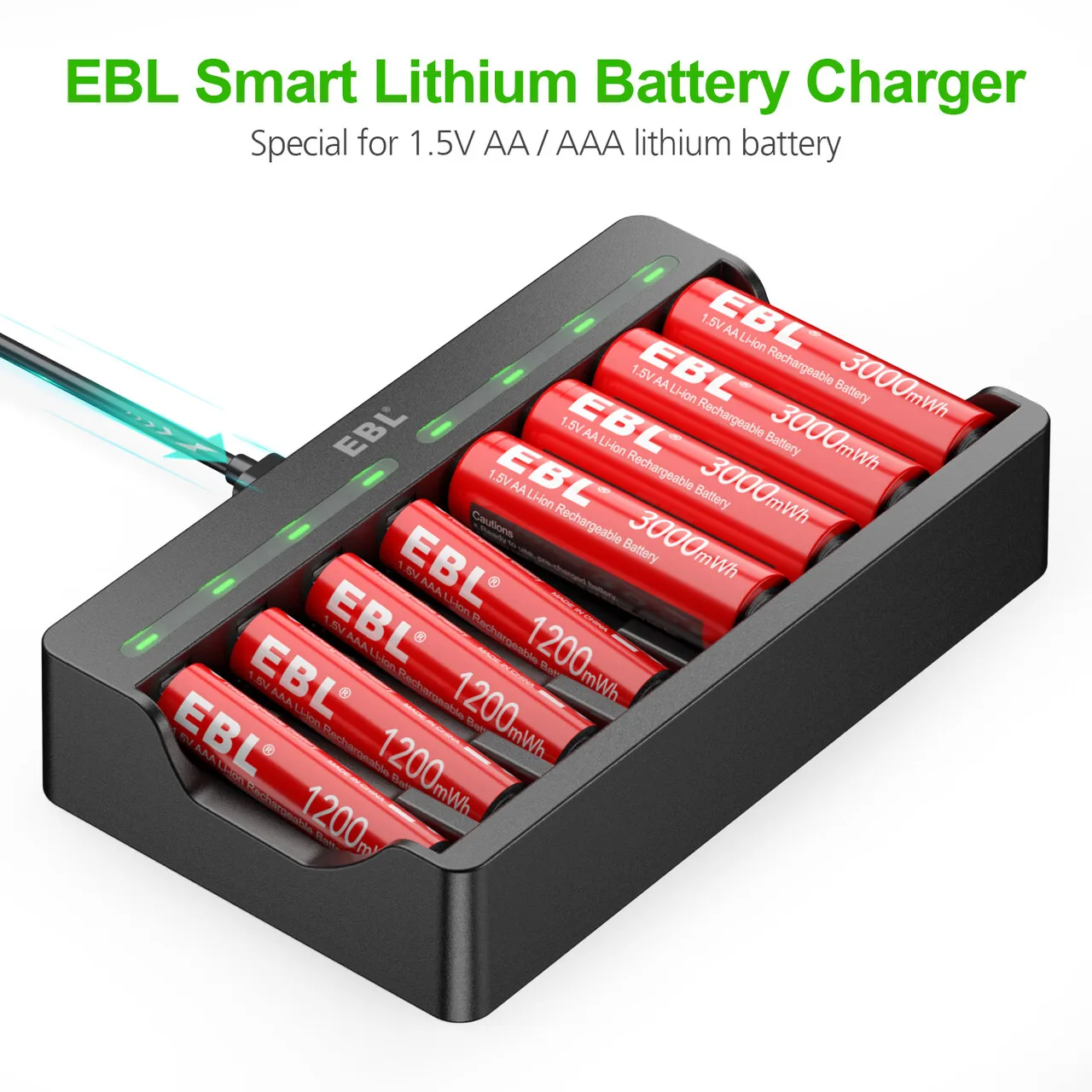 Source Ebl 4 batteries rechargeables Aa 2000Mah et 4 batteries lithium-ion  800Mah Aaa 1.5V avec chargeur à 8 emplacements on m.alibaba.com
