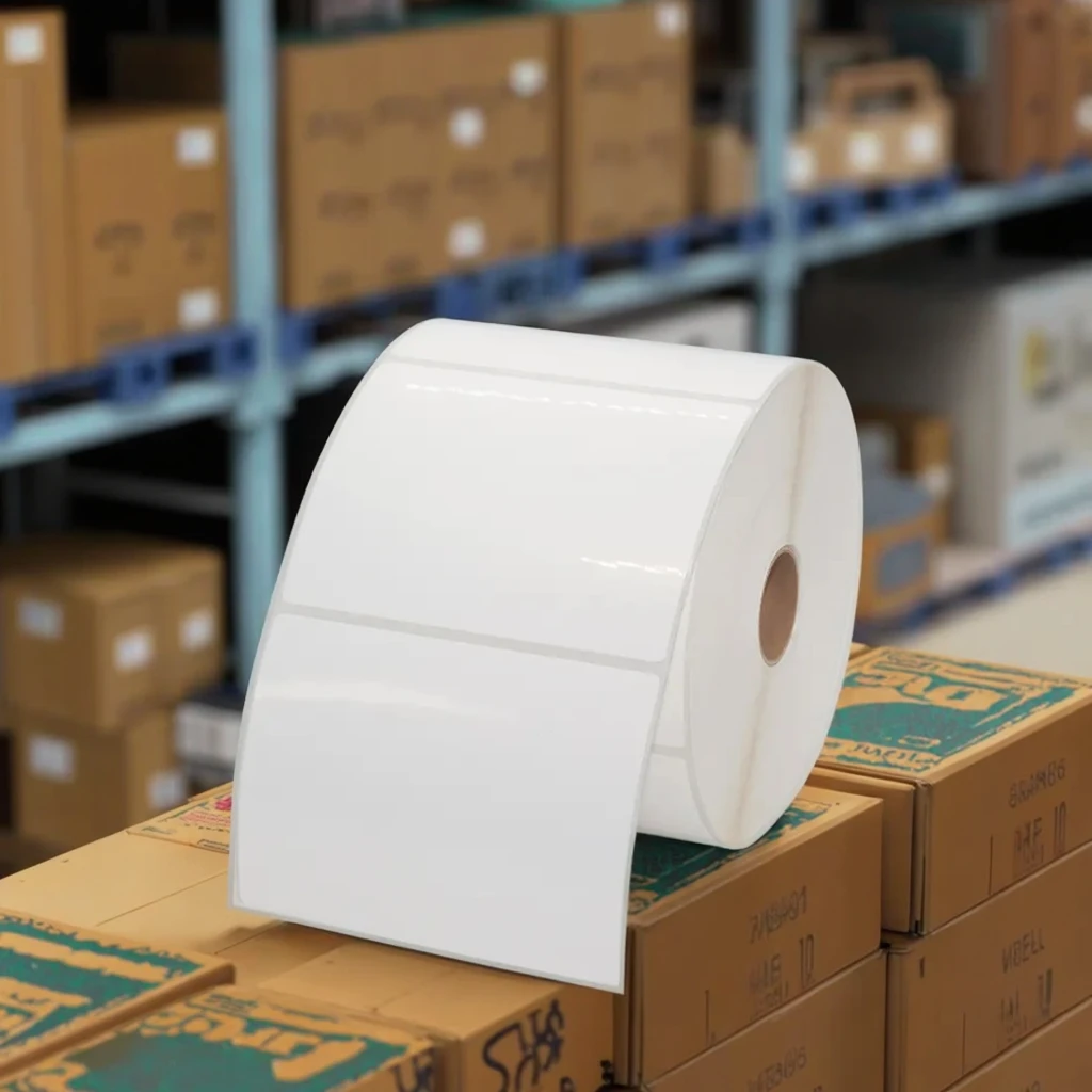 Wholesale 75μm Matte White BOPP Synthetic Paper 4x 6-Inch Adhesive Sticker Roll Custom Size Barcode Label Packaging Labels