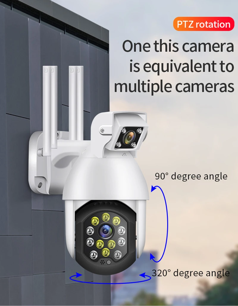 1080P HD 4X ZOOM Wifi IP Caméra de Surveillance Sans fil Sécurité Extérieur IR 