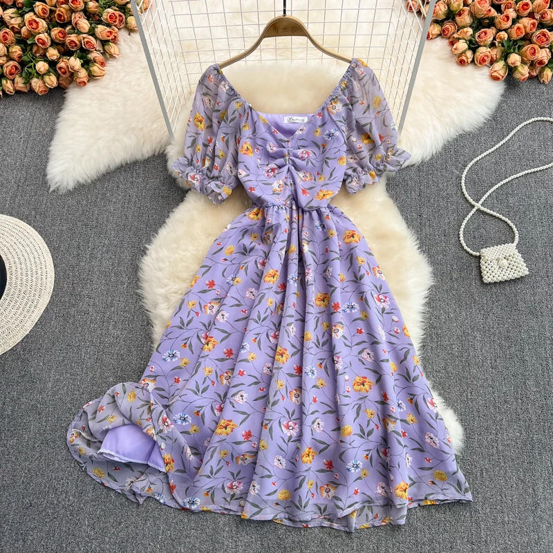 Korsetjurk voor dames, bloemenprint, mouwloos, V-hals, bustier, midi-jurk, A -lijn, veters, boho, zomerjurk, strandjurk, vakantie, partyjurk met split, rood, M