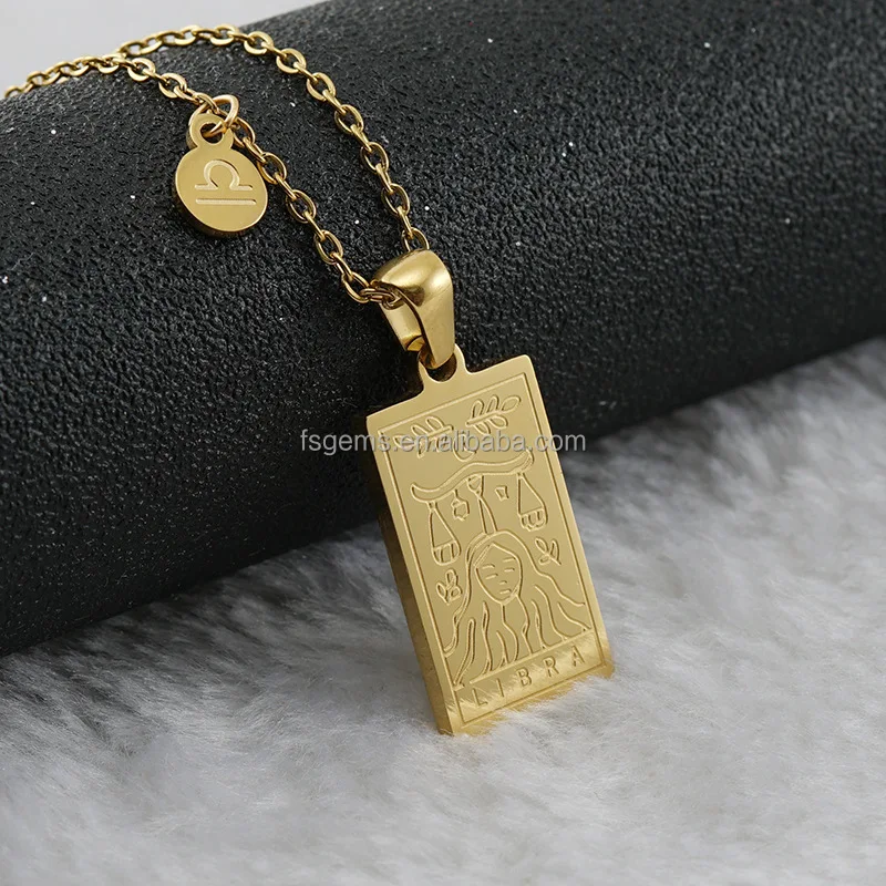 Fashionable 18K Gold Plated High Quality Shiny Chain Necklace With Pattern Engraving Charm Pendant Necklace