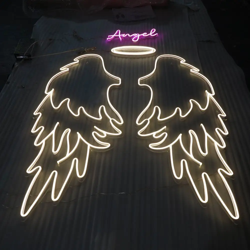 DINGYISIGN Customized Wedding Supplies Big 3D Led Flex Angel Wings Neon Sign for Decoration