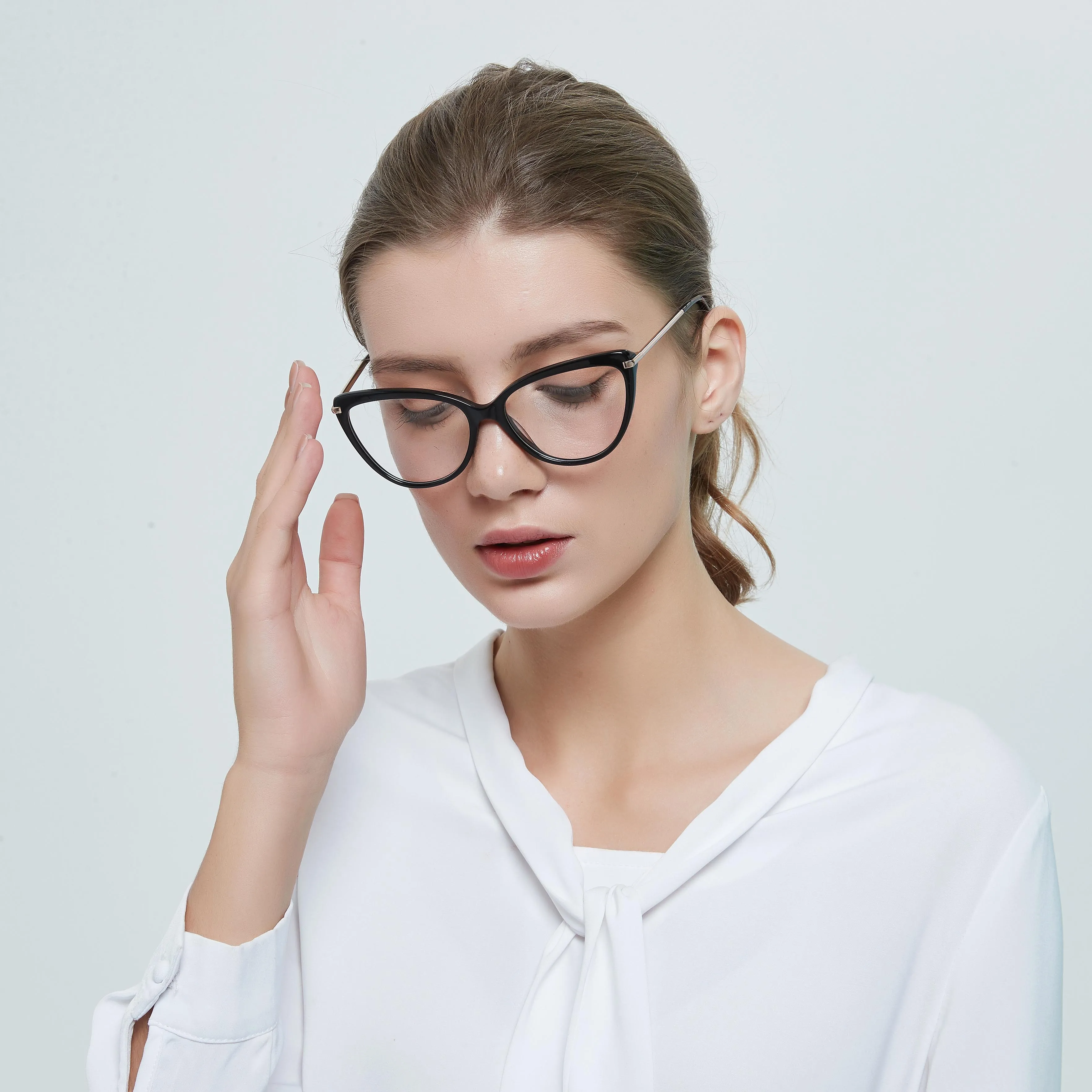 Solid Cat Eye Optical Glasses For Women Full Rim Eyeglass Frames