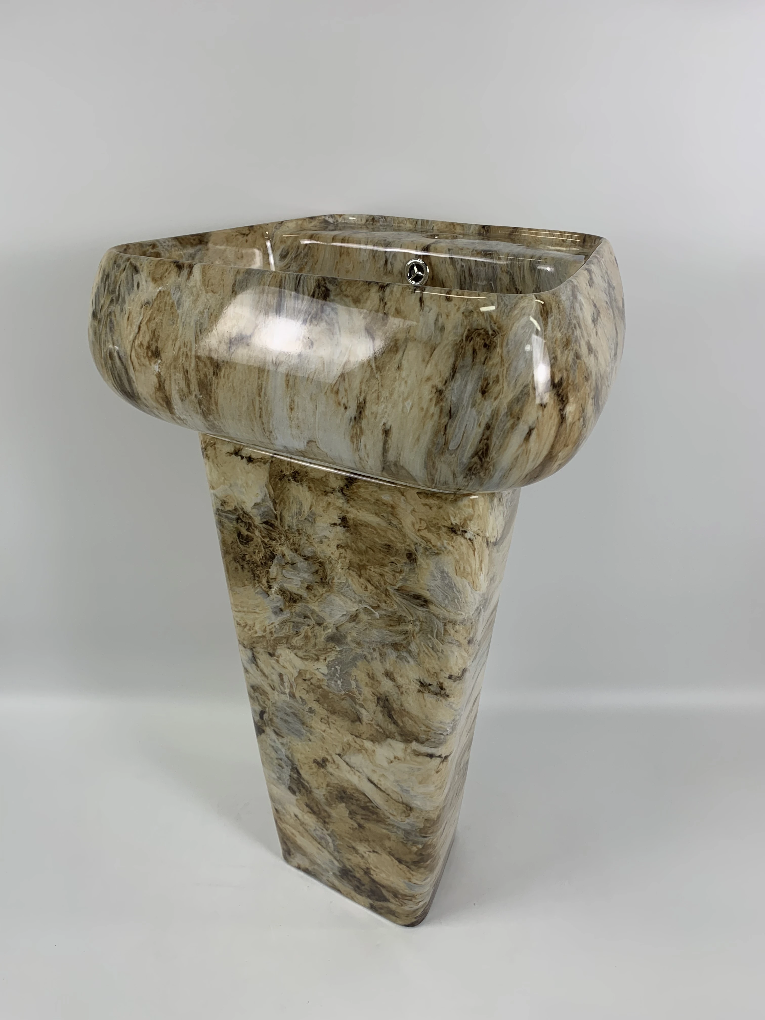 Hot sale modern natural marble bathroom ceramic pedestal wash basin sink supplier