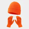 Autumn and winter warm gloves hat suit-[orange]]