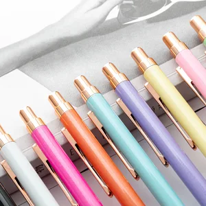 Creative Press Office & Student Retractable Ballpoint Pen Multi-Color Metal with Laser-Engraved Logo Stationery