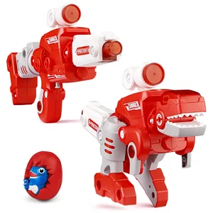 Hot Seller 32 Pcs Transforming Dino Blaster Creative and Changeable Shape DIY Assemble Dinosaur Gun with Light and Sound
