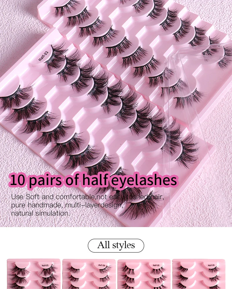 Wholesale False Eyelashes 10 Pairs New Half Eye Lashes Natural False Eyelashes Handmade 3d Mink