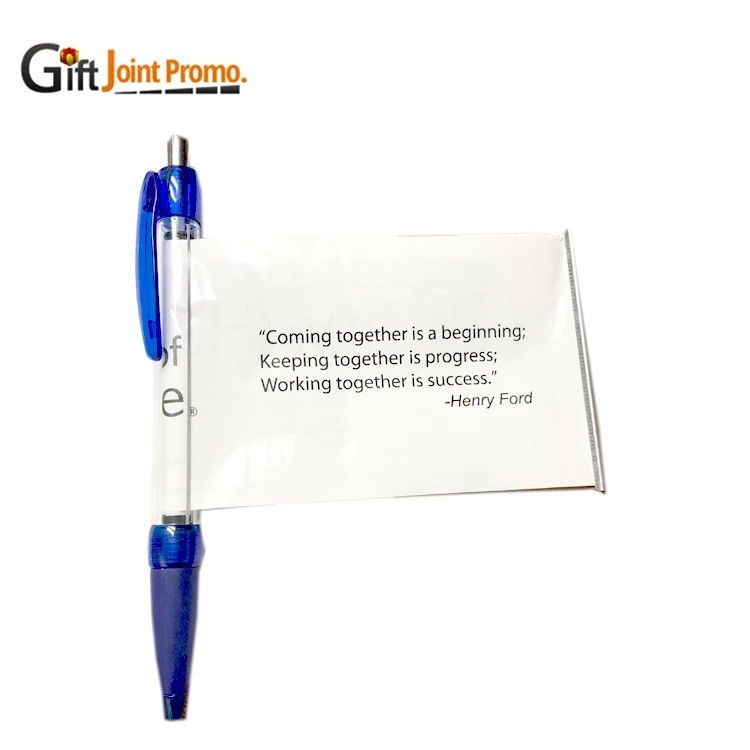 Wholesale Promotional Cheap Paper Banner Ball Pen LOGO Printed Advertising Giveaway Gifts Flag Planner Ballpoint Pens