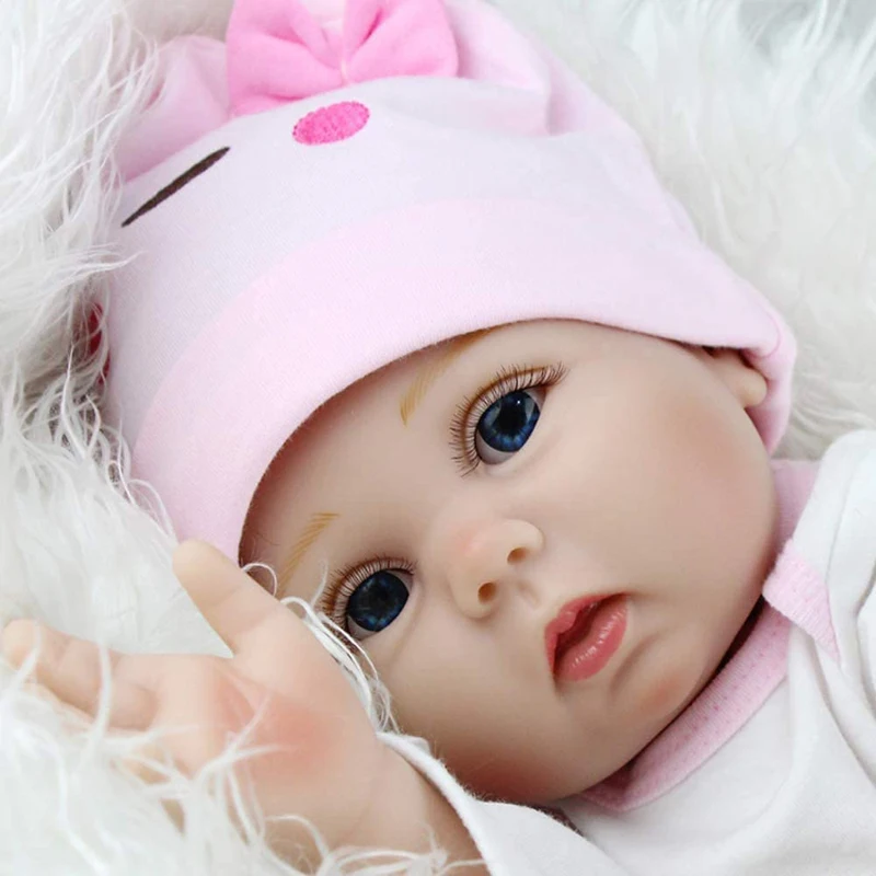 1pc 22-inch Full Body Vinyl Reborn Baby Doll, Lifelike Newborn Baby Girl  Doll In Pink Dress