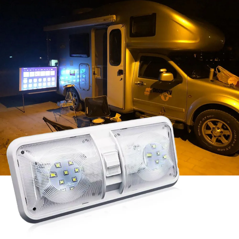 Rv Led Light 12v 800lm 6000-6500k Ceiling Fixture Camper Trailer Marine ...